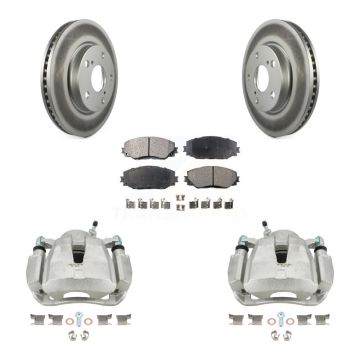 Front Disc Brake Caliper Coated Rotors And Semi-Metallic Pads Kit For Toyota RAV4 LE KCG-100648P