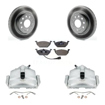 Front Disc Brake Caliper Coated Rotors And Ceramic Pads Kit For Volkswagen Jetta KCG-100648T