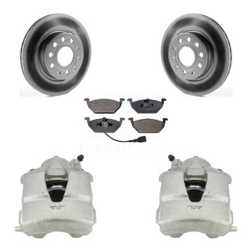 Front Disc Brake Caliper Coated Rotors And Ceramic Pads Kit For Volkswagen Jetta KCG-100649T