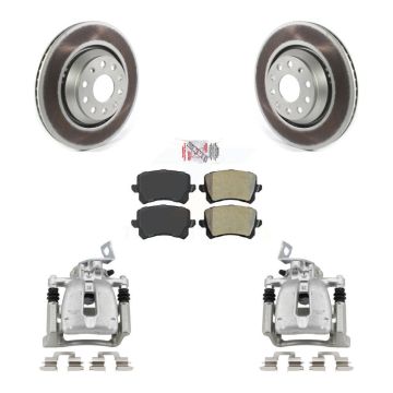 Rear Brake Caliper Coat Rotor & Semi-Metallic Pad Kit For 2009 Volkswagen Passat CC 2.0L KCG-100650N
