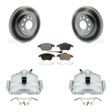 Front Disc Brake Caliper Coat Rotor & Ceramic Pad Kit For Volkswagen GTI Audi A3 Quattro KCG-100652T