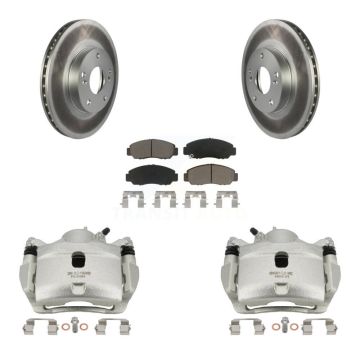 Front Disc Brake Caliper Coated Rotors And Ceramic Pads Kit For 2007 Honda Accord 2.4L KCG-100653C