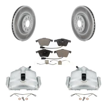 Front Disc Brake Caliper Coated Rotors And Ceramic Pads Kit For 2010 Volkswagen CC 3.6L KCG-100653T