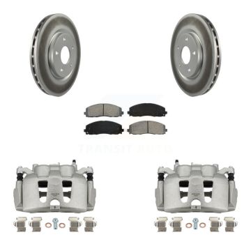 Front Disc Brake Caliper Coat Rotors & Semi-Metallic Pad Kit For 2014-2020 Dodge Journey KCG-100654S