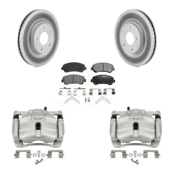 Front Disc Brake Caliper Coated Rotors And Semi-Metallic Pad Kit For Nissan Rogue Select KCG-100655P