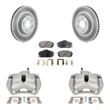 Front Disc Brake Caliper Coated Rotors And Semi-Metallic Pads Kit For Hyundai Tucson KCG-100657P