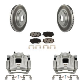 Front Brake Caliper Coat Rotors & Semi-Metallic Pad Kit For Hyundai Santa Fe Kia Sorento KCG-100657S