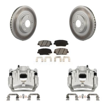 Front Brake Caliper Coat Rotor & Semi-Metallic Pad Kit For Kia Sorento Limited with 3.3L KCG-100658S