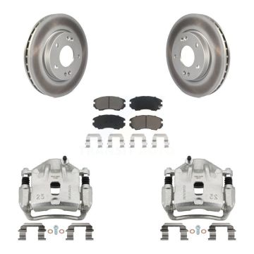 Front Disc Brake Caliper Coated Rotors And Ceramic Pads Kit For Hyundai Elantra KCG-100659C