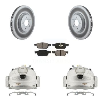 Front Brake Caliper Coat Rotor Semi-Metallic Pad Kit For Ford Escape Transit Connect MKC KCG-100659S