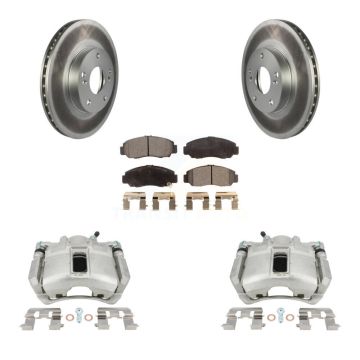 Front Disc Brake Caliper Coated Rotors And Ceramic Pads Kit For Honda Accord KCG-100659T