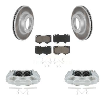 Front Disc Brake Caliper Coated Rotors And Ceramic Pads Kit For 2003-2009 Lexus GX470 KCG-100660C