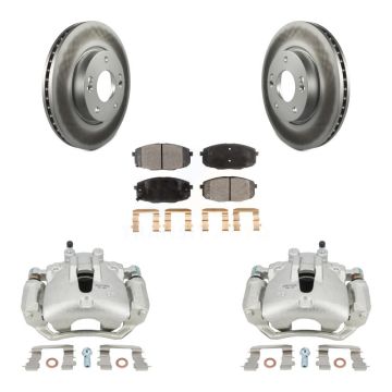 Front Disc Brake Caliper Coated Rotors And Semi-Metallic Pads Kit For Hyundai Elantra KCG-100660P