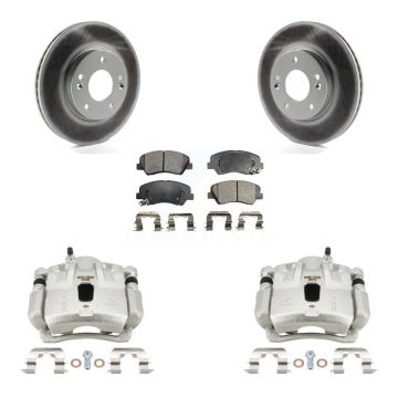 Front Brake Caliper Coat Rotors Semi-Metallic Pad Kit For 2011-2012 Hyundai Elantra 1.8L KCG-100661P