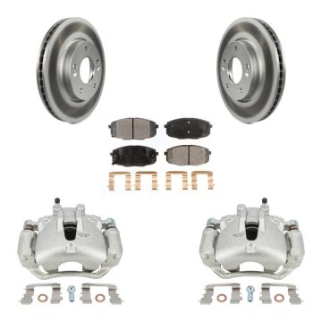 Front Disc Brake Caliper Coat Rotor Semi-Metallic Pad Kit For Kia Forte Koup Forte5 2.0L KCG-100662P