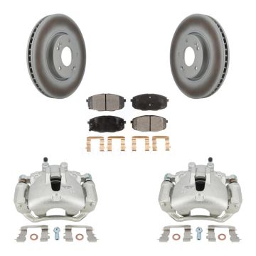 Front Disc Brake Caliper Coated Rotors And Semi-Metallic Pads Kit For Kia Forte5 2.0L KCG-100663P