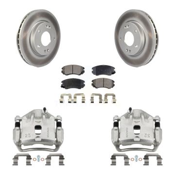 Front Disc Brake Caliper Coated Rotors And Semi-Metallic Pads Kit For Hyundai Elantra KCG-100664P