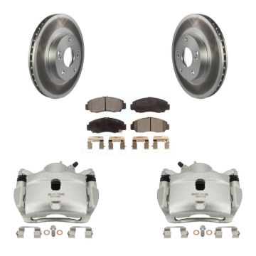 Front Disc Brake Caliper Coated Rotors And Ceramic Pads Kit For 2007 Honda Accord 2.4L KCG-100664T