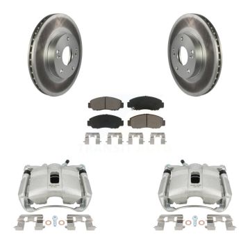 Front Disc Brake Caliper Coated Rotors And Ceramic Pads Kit For Honda Civic Acura CSX KCG-100665C