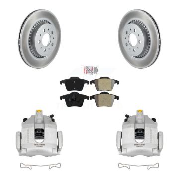 Rear Disc Brake Caliper Coated Rotors And Semi-Metallic Pad Kit For 2003-2014 Volvo XC90 KCG-100665N