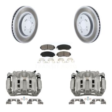 Front Disc Brake Caliper Coat Rotors & Semi-Metallic Pad Kit For 2005-2010 Honda Odyssey KCG-100665S
