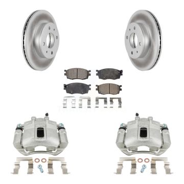Front Disc Brake Caliper Coat Rotors & Ceramic Pad Kit For 2006 Hyundai Accent Hatchback KCG-100666T