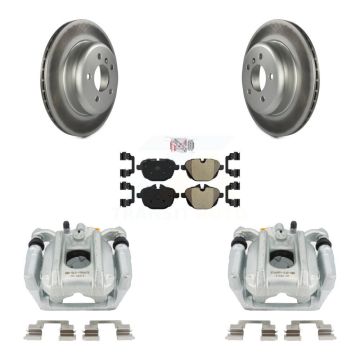 Rear Disc Brake Caliper Coat Rotor Semi-Metallic Pad Kit For BMW 535i xDrive 528i 5 535d KCG-100667N
