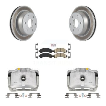 Rear Brake Caliper Coat Rotor & Ceramic Pad Kit For Chevrolet GMC Avalanche 1500 Express KCG-100669N