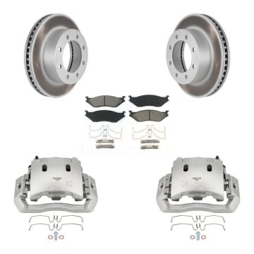 Front Disc Brake Caliper Coat Rotors And Semi-Metallic Pad Kit For Ford F-450 Super Duty KCG-100670S
