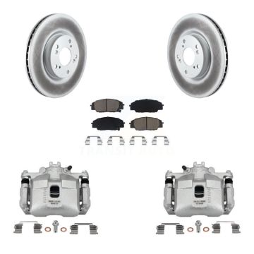 Front Brake Caliper Coat Rotors & Ceramic Pad Kit For 2006-2011 Honda Civic Si with 2.0L KCG-100671C