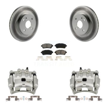 Front Disc Brake Caliper Coated Rotors And Semi-Metallic Pads Kit For 2011-2014 Mazda 2 KCG-100671S