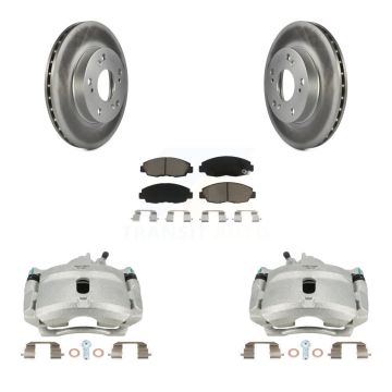 Front Disc Brake Caliper Coated Rotors And Ceramic Pads Kit For Honda Civic KCG-100672C
