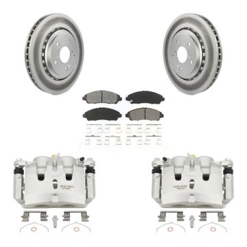 Front Disc Brake Caliper Coated Rotors And Semi-Metallic Pad Kit For 2014-2016 Acura MDX KCG-100672S
