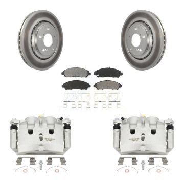 Front Brake Caliper Coat Rotor Semi-Metallic Pad Kit For Honda Pilot Ridgeline Acura MDX KCG-100673S