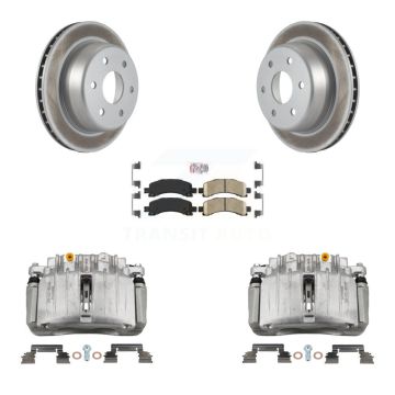 Rear Brake Caliper Coat Rotors Ceramic Pad Kit For GMC Yukon Chevrolet Tahoe XL 1500 RWD KCG-100674N