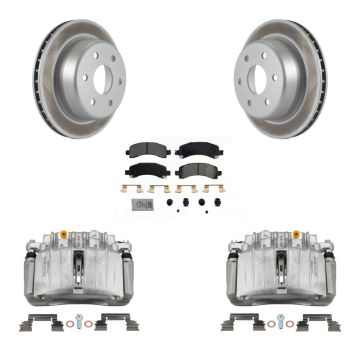 Rear Brake Caliper Coat Rotor Semi-Metallic Pad Kit For GMC Yukon Chevrolet Tahoe XL RWD KCG-100675N