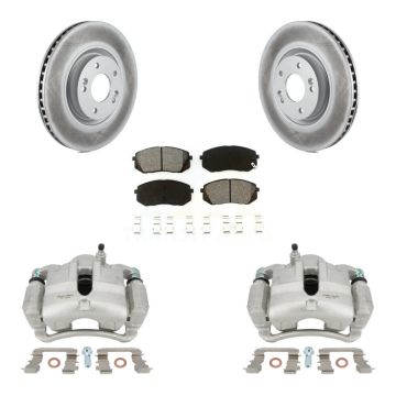 Front Disc Brake Caliper Coated Rotors And Semi-Metallic Pads Kit For Hyundai Tucson KCG-100675S
