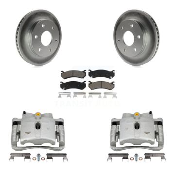 Front Brake Caliper Coat Rotor & Ceramic Pad Kit For Chevrolet GMC Silverado 1500 Sierra KCG-100676C