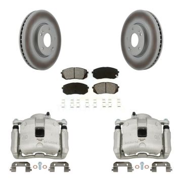 Front Brake Caliper Coat Rotor Semi-Metallic Pad Kit For Kia Sportage 2.4L From 12 10 15 KCG-100677S