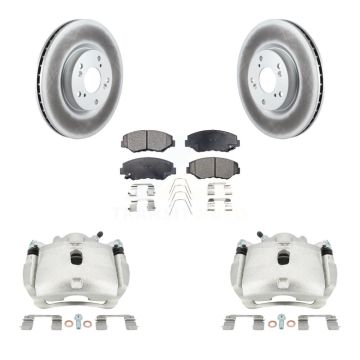 Front Disc Brake Caliper Coated Rotors And Ceramic Pads Kit For Honda Civic Acura ILX KCG-100677T