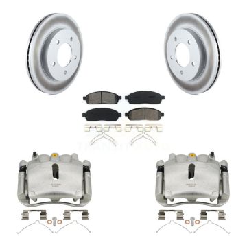 Front Brake Caliper Coat Rotor Semi-Metallic Pad Kit For 04 Ford F-150 With 5 Lug Wheels KCG-100680S