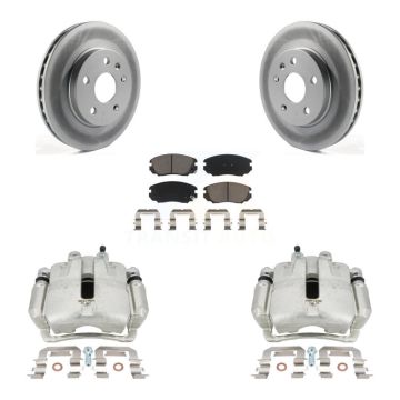 Front Brake Caliper Coat Rotor Ceramic Pad Kit For 11 Buick Regal With Solid Rear Rotors KCG-100682C