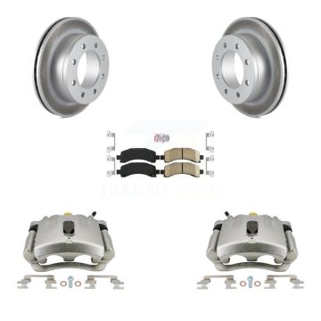 Rear Brake Caliper Coat Rotor Ceramic Pad Kit For GMC Chevrolet Savana 2500 Express 3500 KCG-100682N