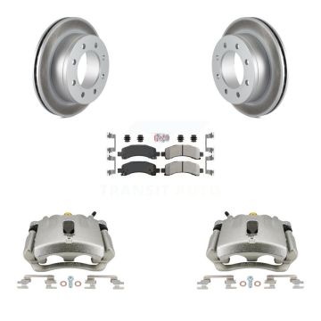 Rear Brake Caliper Coat Rotor & Semi-Metallic Pad Kit For GMC Chevrolet Savana 2500 3500 KCG-100683N