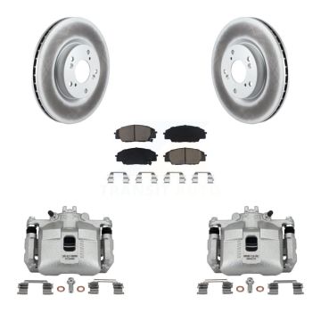 Front Disc Brake Caliper Coated Rotor And Ceramic Pad Kit For 2002-2006 Acura RSX Type-S KCG-100684C