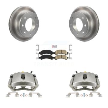 Rear Brake Caliper Coat Rotor Ceramic Pad Kit For GMC Chevrolet Savana 3500 2500 Express KCG-100684N