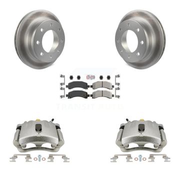 Rear Brake Caliper Coat Rotor & Semi-Metallic Pad Kit For GMC Chevrolet Savana 3500 2500 KCG-100685N