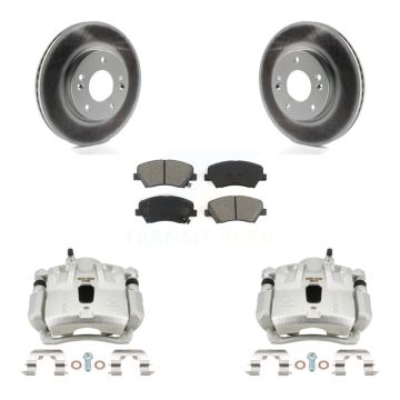 Front Brake Caliper Coat Rotors Semi-Metallic Pad Kit For 2011-2012 Hyundai Elantra 1.8L KCG-100685S