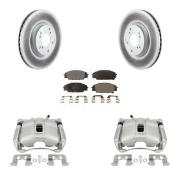 Front Disc Brake Caliper Coated Rotor And Ceramic Pad Kit For 2007-2010 Acura CSX Type-S KCG-100685T