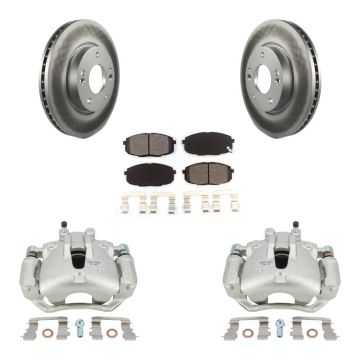 Front Disc Brake Caliper Coated Rotors And Semi-Metallic Pads Kit For Hyundai Elantra KCG-100686S